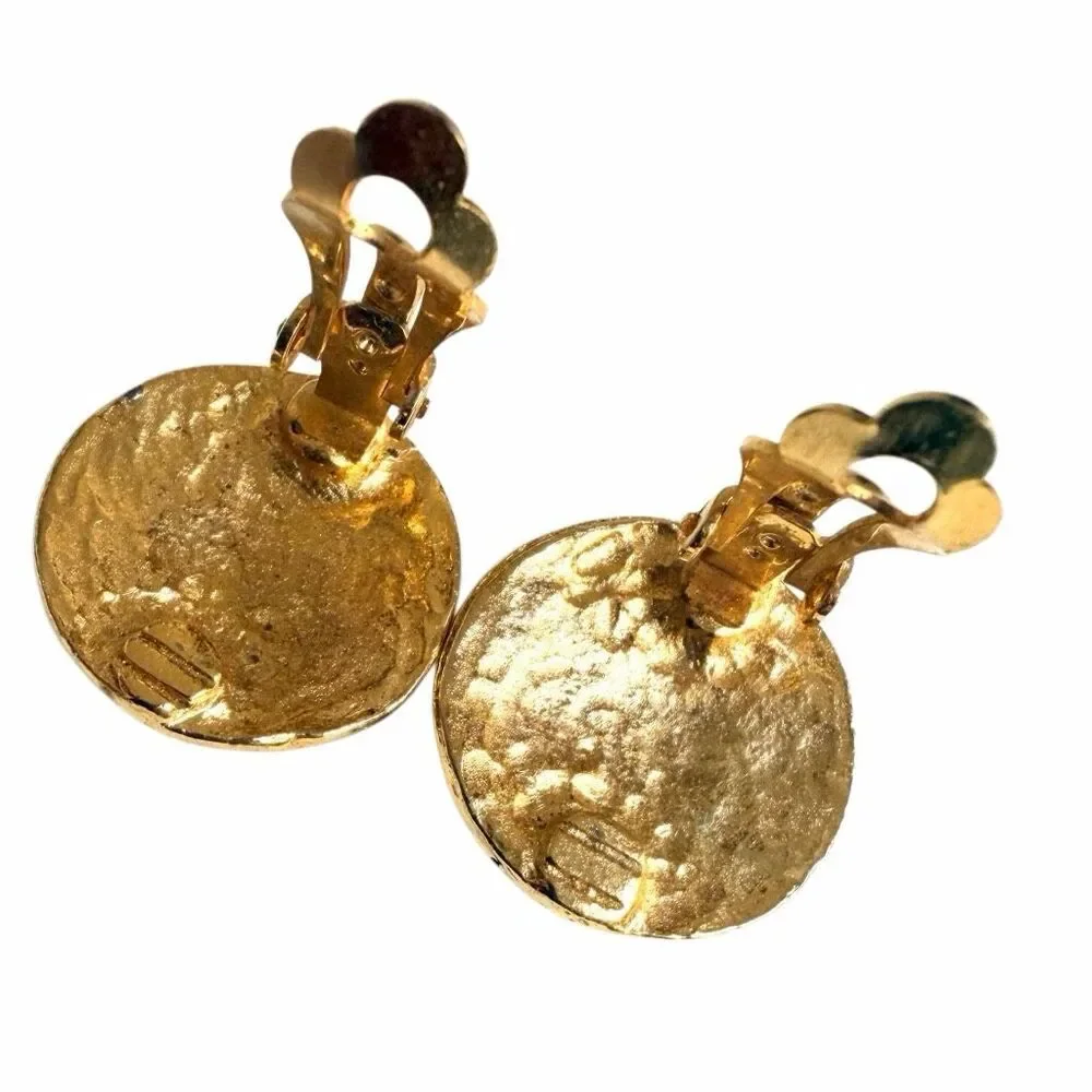 Vintage Gold Tone Spiral Clip-On Earrings Textured Swirl